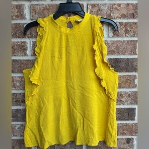 Maeve Anthropologie Mustard Ruffle tank